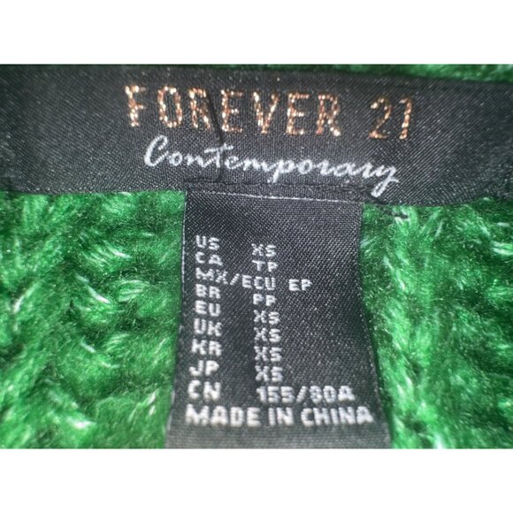 2/$30 Forever 21 XS  Green Chevron Knit Cardigan - Picture 4 of 13